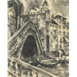 Kuhfuss, Paul: Rialto, VenedigRialto, Venedig4 Zeichnungen. Kohle auf Velin. 1928.Ca. 46 x 37 cm.2