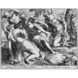 Carracci, Agostino: Merkur und die drei GrazienMerkur und die drei Grazien. Kupferstich nach