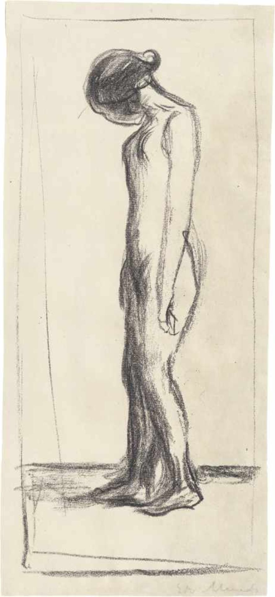 Munch, Edvard: Trauernder AktTrauernder AktKreidelithographie auf Similijapan. 1908-09.27,5 x 11,5