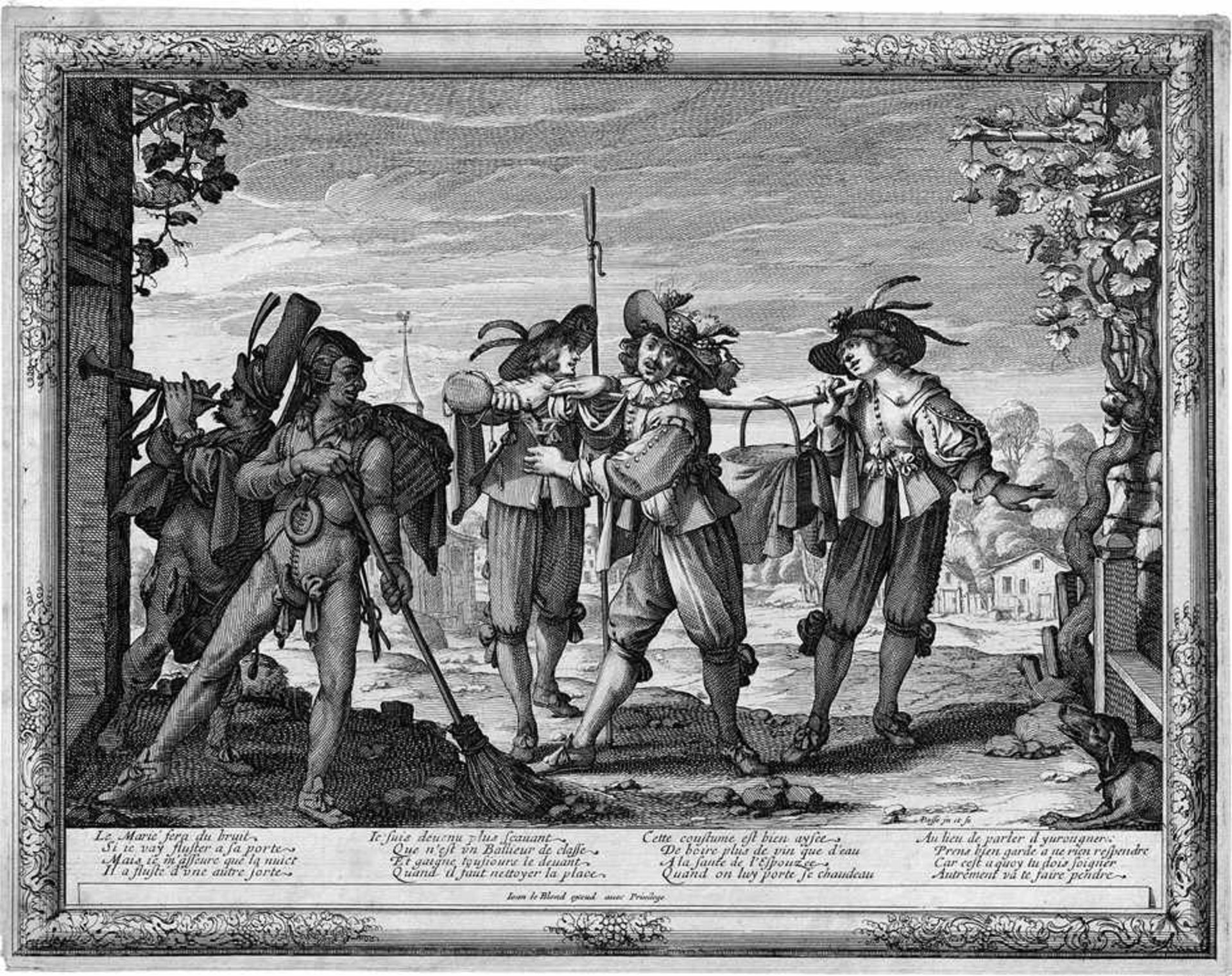 Bosse, Abraham: CharivariLe charivari du marié ou Le chadeau. Radierung mit Kupferstich. 26,2 x 33,4