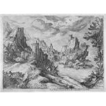 Bril, Paul: Flusslandschaft mit ReisendenFlusslandschaft mit Reisenden. Radierung. 20,8 x 28 cm. (