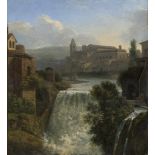 Moucheron, Isaac de - zugeschrieben: Wasserfälle in Tivolizugeschrieben. Wasserfälle in Tivoli.Öl