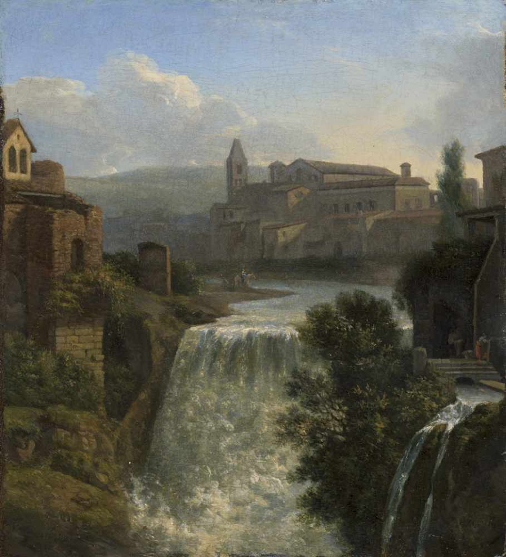 Moucheron, Isaac de - zugeschrieben: Wasserfälle in Tivolizugeschrieben. Wasserfälle in Tivoli.Öl