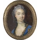 Französisch: um 1770/1775. Bildnis einer jungen Frau mit Perlenkette um den Hals und