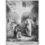 Lagrenée, Jean Jacques: Hagar und der EngelHagar und der Engel. Radierung nach Ferdinand Bol. 16,1 x