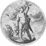 Matham, Jacob: Der HerbstDer Herbst. Kupferstich im Rund nach Hendrick Goltzius. D. 25,7 cm. (1589).