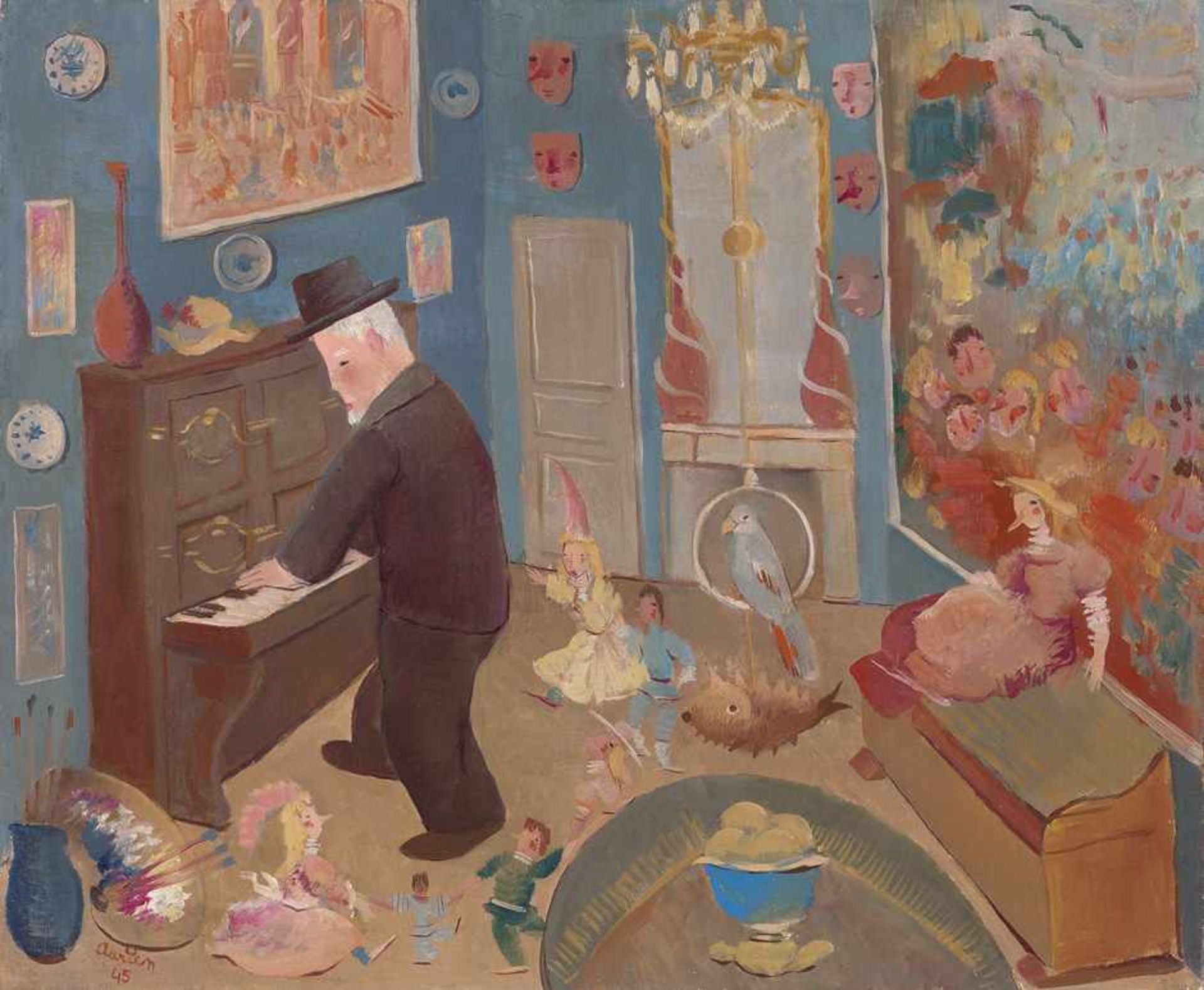 Adrien: Im KinderzimmerIm KinderzimmerÖl auf Leinwand. 1945.50 x 60 cm.Unten links mit Pinsel in Rot