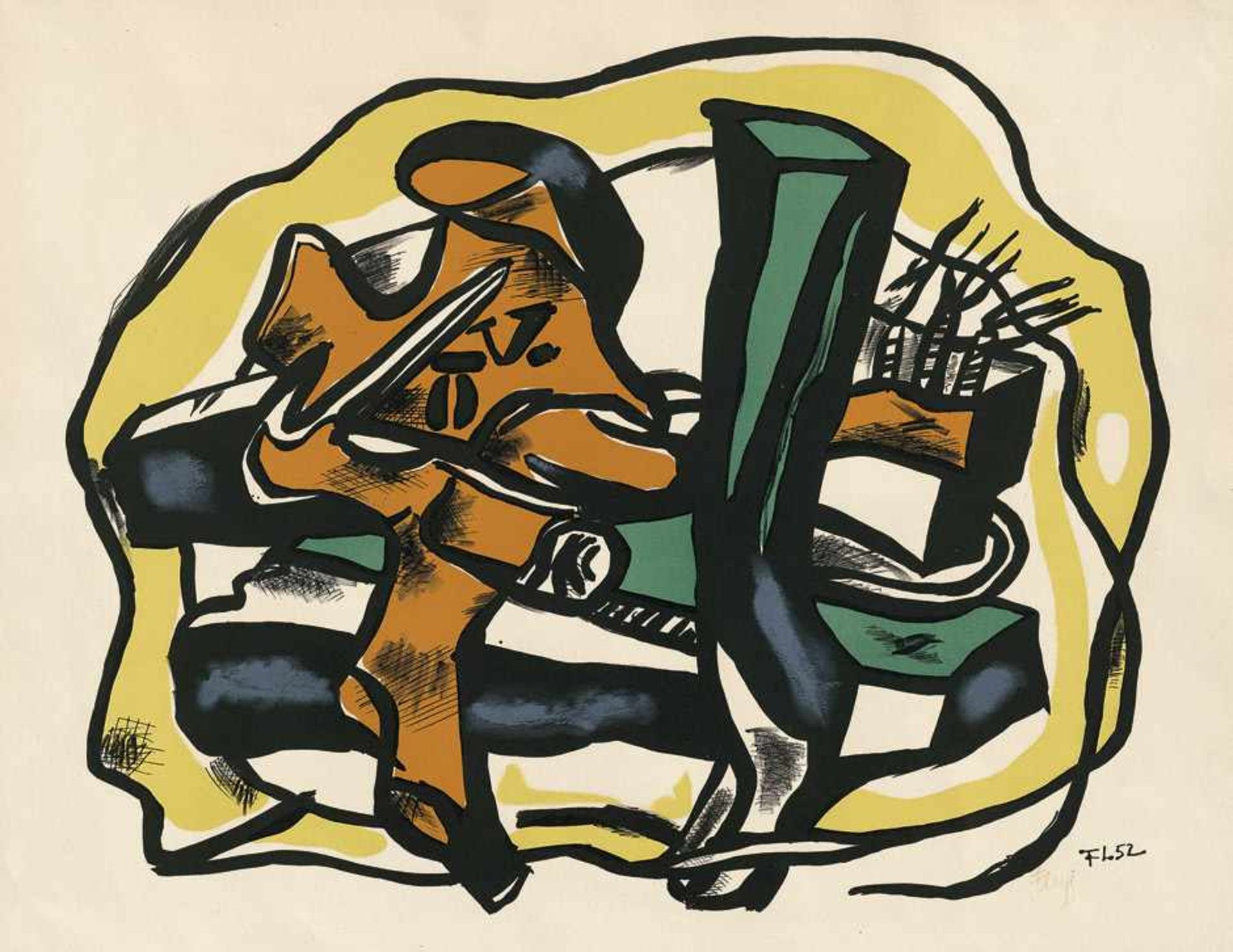 Léger, Fernand: Composition sur fond jauneComposition sur fond jauneFarblithographie auf Arches-