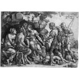 Pencz, Georg: Thetis und ChironThetis und Chiron. Kupferstich. 13,4 x 18,9 cm. 1543. B. 90,