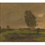 Deutsch: 1919. Wiesenlandschaft mit Birke1919. Norddeutsche Landschaft mit Birke im Wind.Öl auf