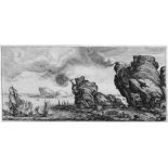 Callot, Jacques: Le combat navalLe combat naval. Kupferstich. 11,6 x 25 cm. Meaume 1196, Lieure