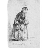 Rembrandt Harmensz. van Rijn: Alte BettlerinAlte Bettlerin. Radierung. 8,2 x 5,8 cm. 1646. B. 170,