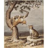 Tischbein, Johann Heinrich Wilhelm: Baum mit zwei Tigerkatzen und einem VogelnestBaum mit zwei