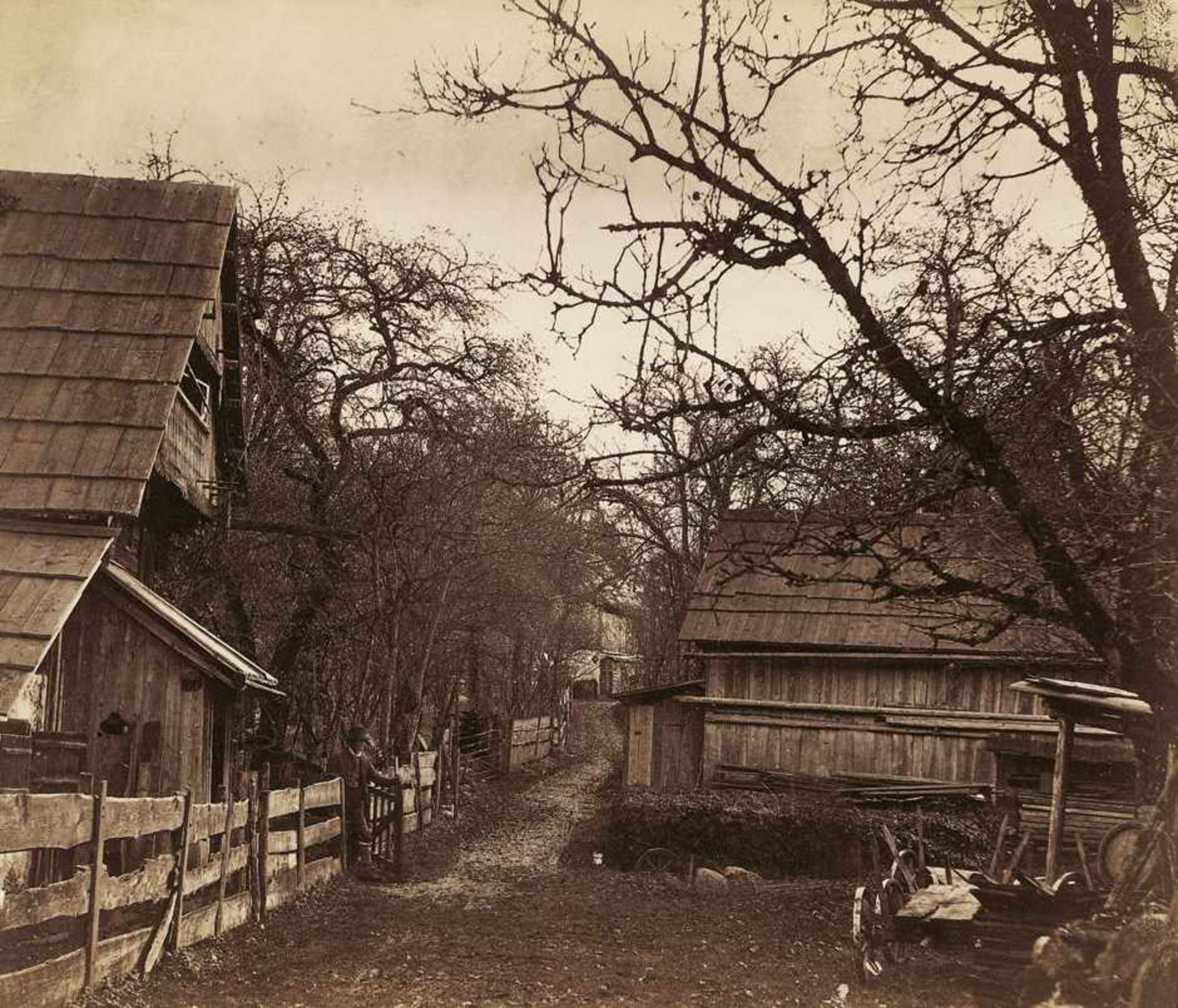 Kotzsch, August: Stone wall in forest; Picturesque farm(Attributed to). Stone wall in forest; - Bild 2 aus 2