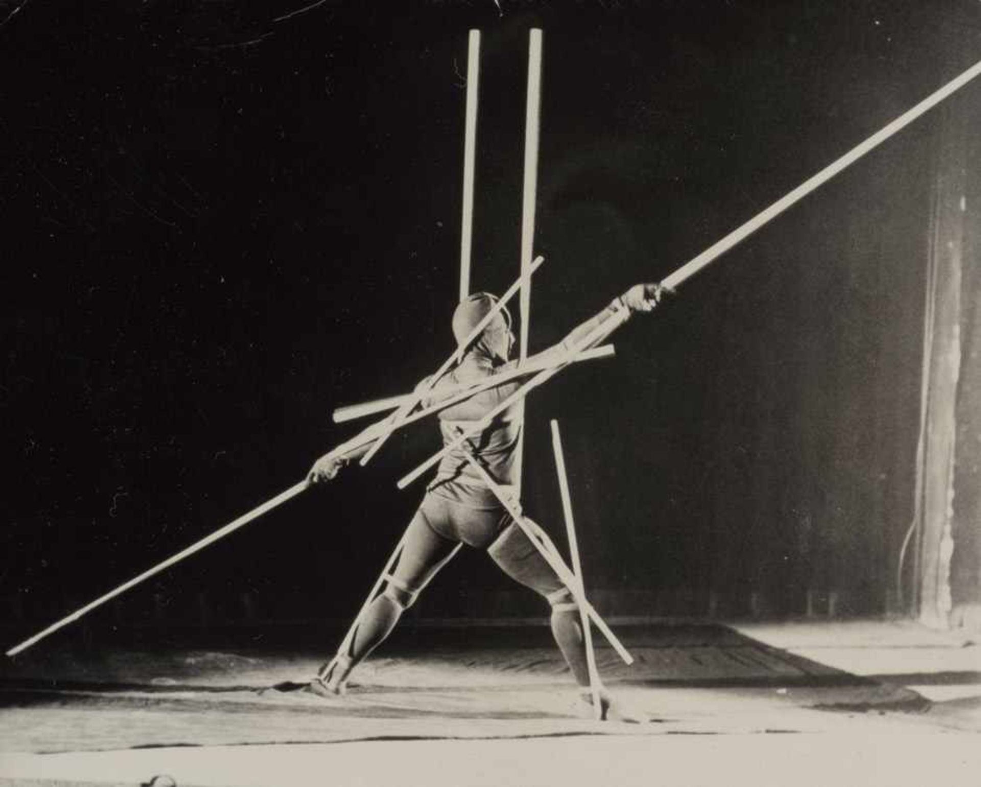 Bauhaus: Triadic Ballet, Stick Dancer, costume by Oskar SchlemmerPhotographer possibly Ernst
