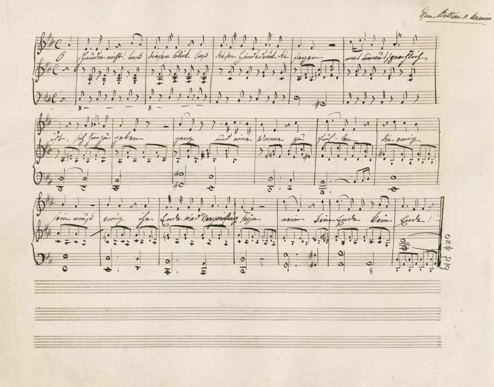 Arnim, Bettine von: 3 Kompositionen im Noten-Album von Maximiliane BrentanoArnim, Bettine von,