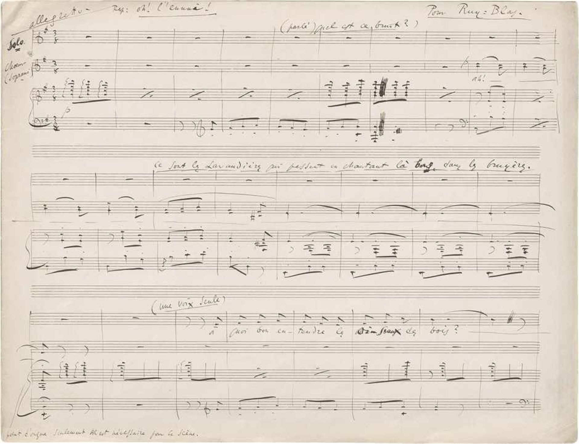 Délibes, Léo: Eigenhänd. MusikmanuskriptDélibes, Léo, franz. Opern- und Ballettkomponist (1839-