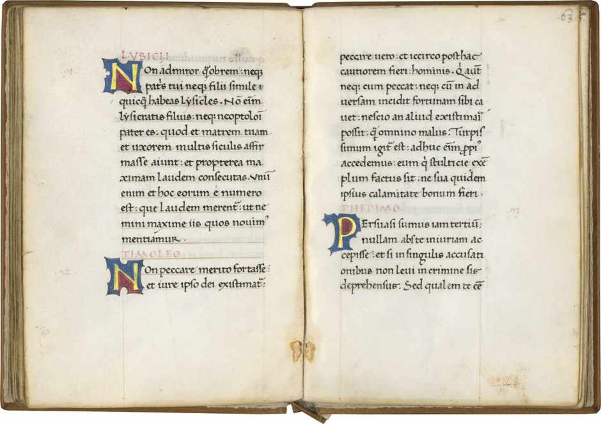 Epistole di Falaride, di Marco Bruto, di Diogene: Lateinische Handschrift auf Pergament.Bis dato - Bild 2 aus 2