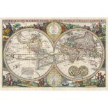 Weltkarte und Visscher, Nicolaes: Orbis terrarum typis de integro in plurimis emendatusWeltkarte.