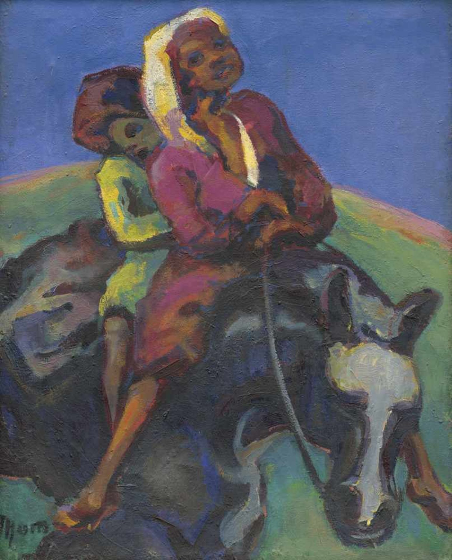 Thum, Erich: "Eselsreiterin""Eselsreiterin"Öl auf Leinwand. 1928.75 x 59,5 cm.Unten links mit Pinsel