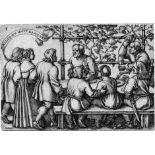 Beham, Hans Sebald: Das BauernfestDas Bauernfest. Kupferstich. 5 x 7,3 cm. 1546-47. B. 161, Pauli