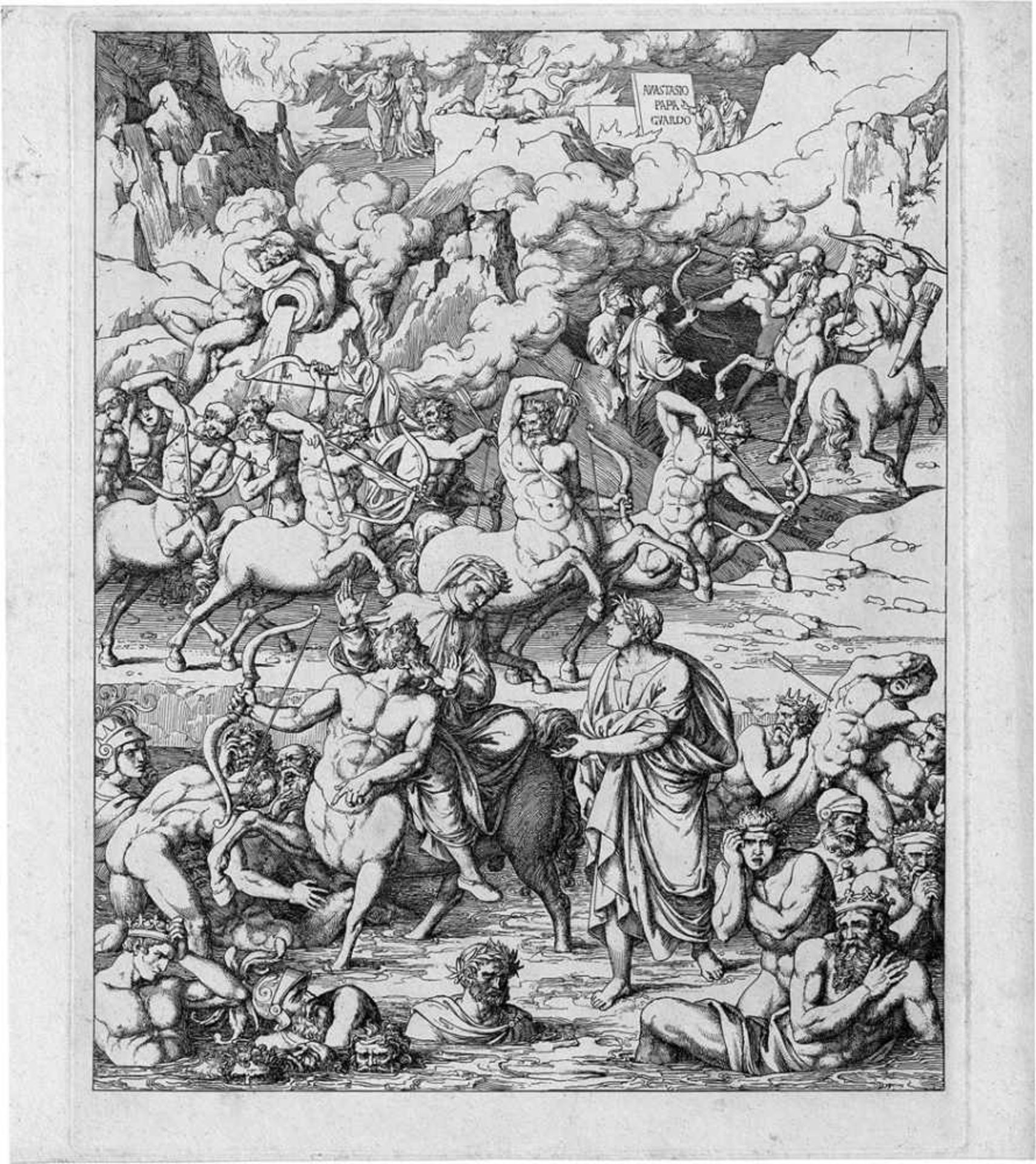Koch, Joseph Anton: Dante überschreitet auf dem Rücken des Centaurn Nessos den höllischen