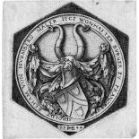Beham, Hans Sebald: Das Wappen BehamsDas Wappen Behams. Kupferstich im Oktogon. 6,2 x 5,8 cm. (