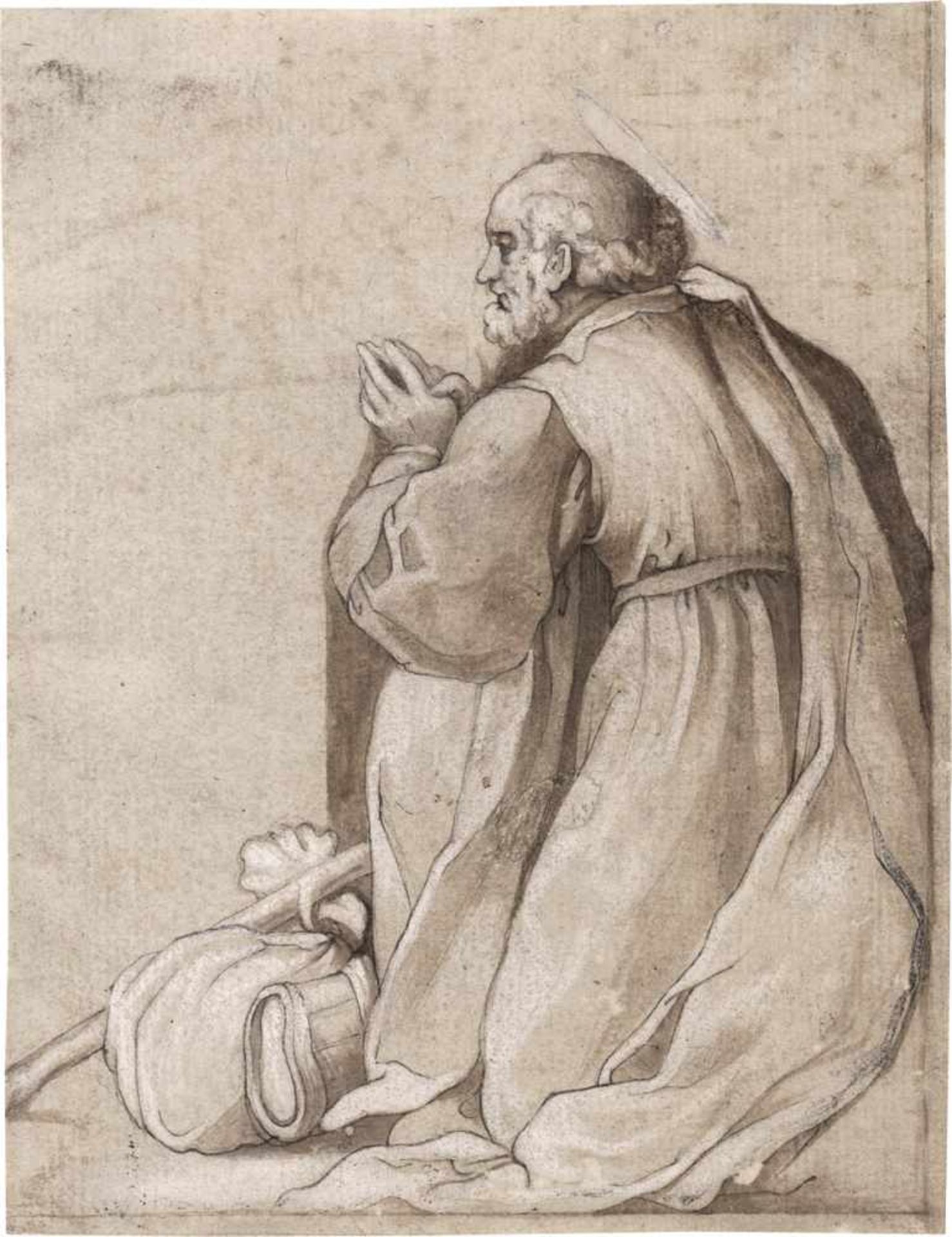 Trotti, Giovanni Battista: Der hl. Joseph in AnbetungDer hl. Joseph in Anbetung.Feder in Braun,