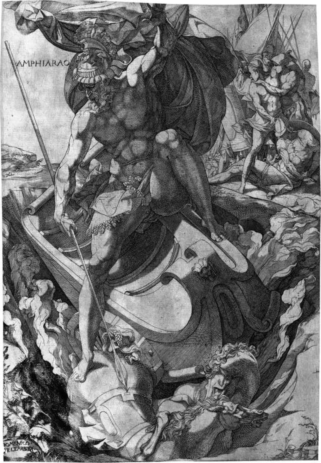 Barbiere, Domenico del: AmphiarausAmphiaraus. Kupferstich nach Rosso Fiorentino. 31,9 x 21,9 cm.