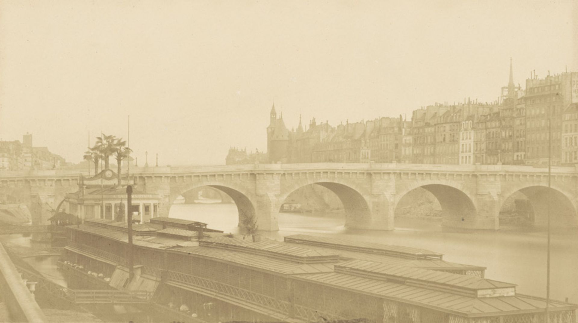 Bisson frères: Views of ParisView of the Louvre over the Seine;View of Pont Neuf. Mid-1850s. 2