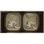 Daguerreotypes: Reclining semi-nude womanReclining semi-nude woman. 1850s. Stereo daguerreotype,