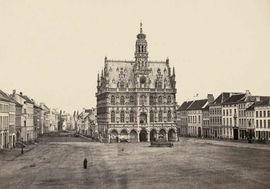 Bisson frères: Town Hall and Square, AudenadeTown Hall and Square, Audenade. Circa 1858. Large-