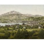 Photochrome: View of LucernView of Lucern. Circa 1900. Large-format photochrome. 42 x 53 cm (49 x 57