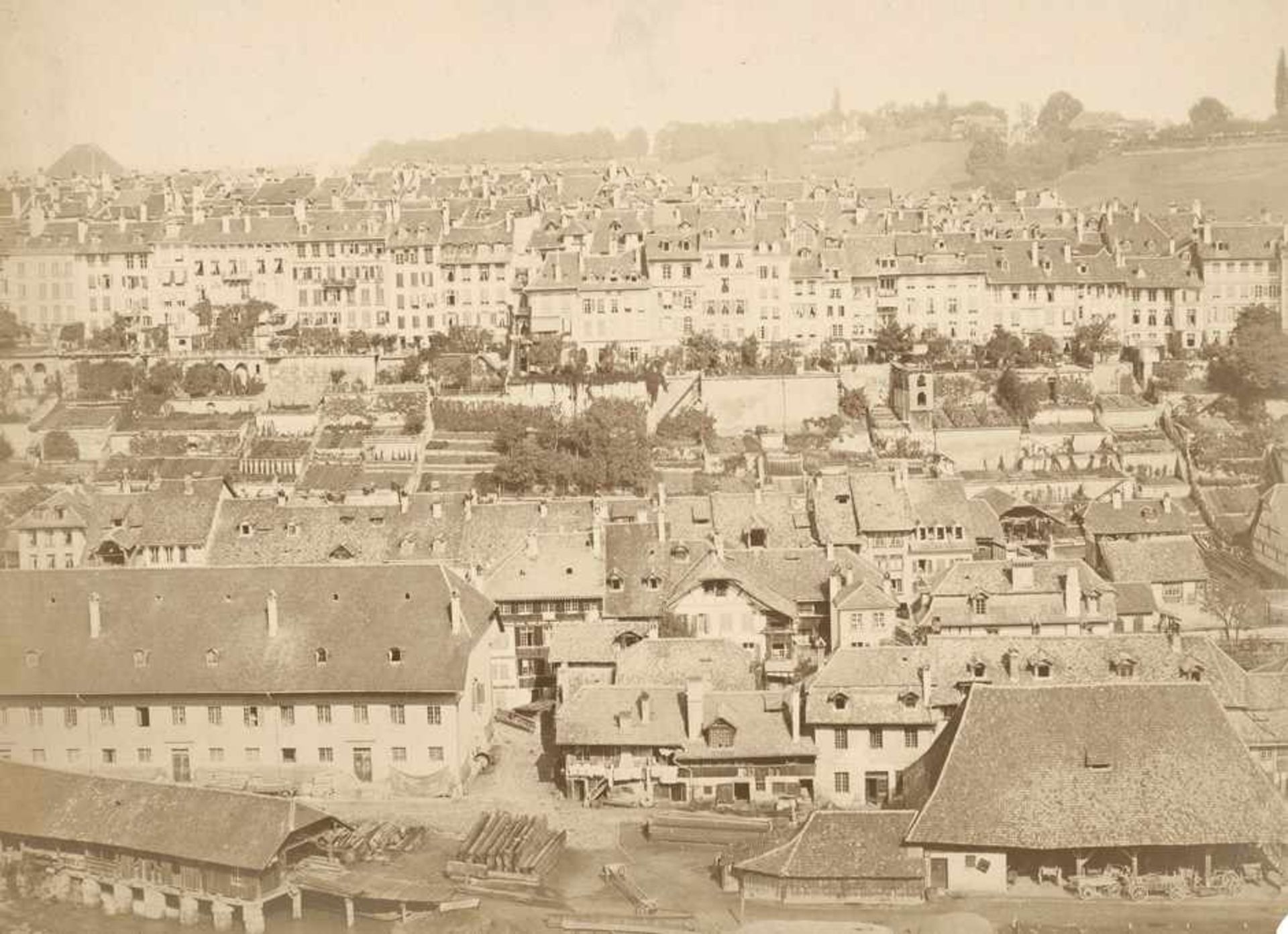 Fribourg: Panorama of Fribourg, SwitzerlandPhotographer unknown. Large two-part panorama of - Bild 2 aus 2