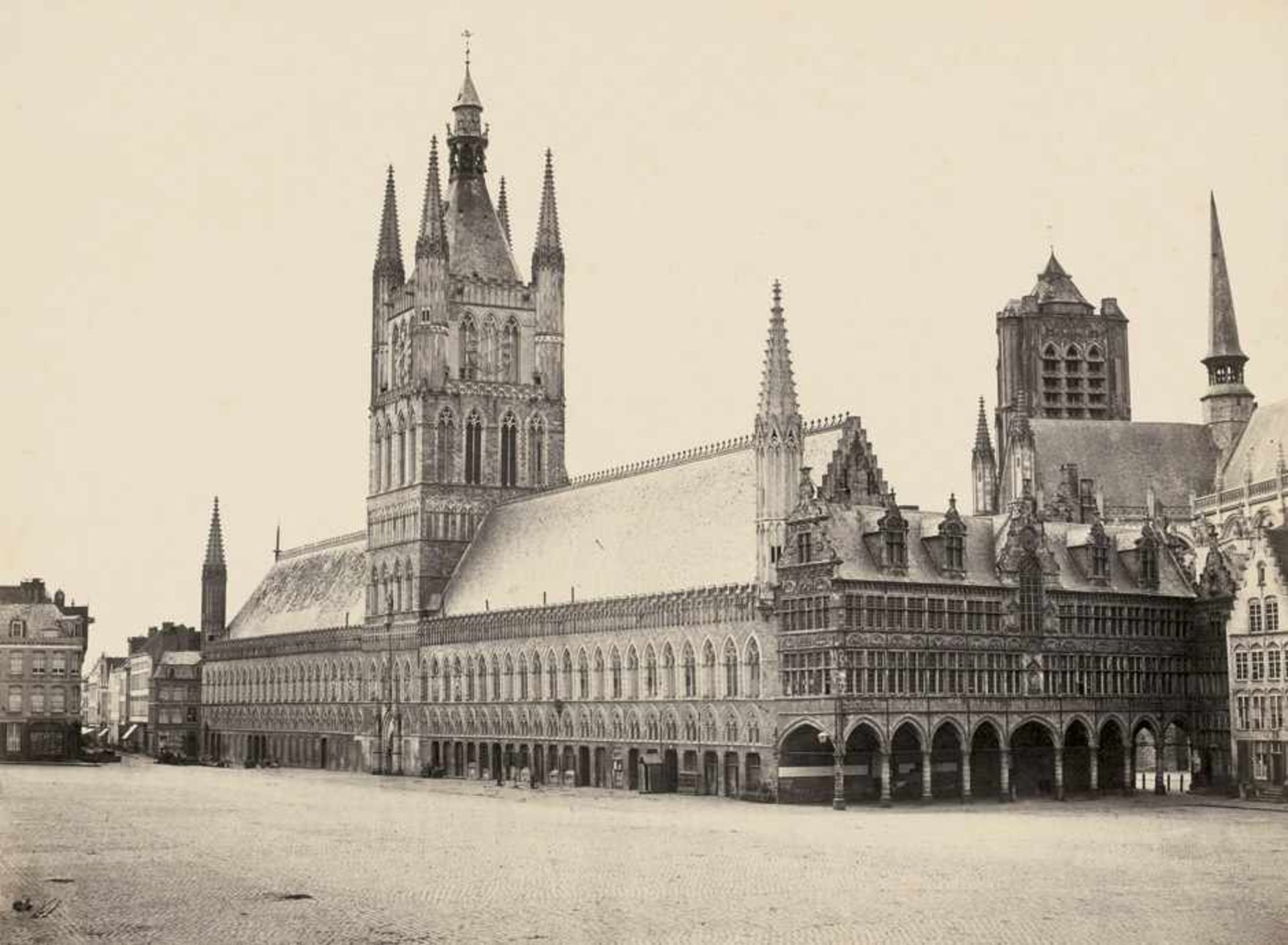 Bisson frères: Cloth Hall, YpresCloth Hall, Ypres. Circa 1857. Large-format albumen print. 33 x 44