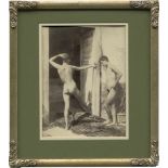 Gloeden, Wilhelm von: Two young nude boys in doorwayTwo young nude boys in doorway. Circa 1900.