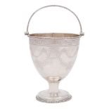 A George III silver swing handle pail, maker's mark worn, London, 1778: with beaded rim and handle,