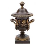 A 19th century bronze and gilt bronze cassolette: of classical urn-shaped outline,
