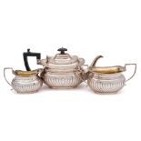 A George V silver three-piece tea service, maker R F Mosley & Co, Sheffield,