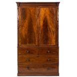 A William IV mahogany linen press:,