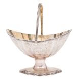 A George III silver pedestal swing handle basket, maker TG, London, 1792: initialled,