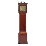 A mahogany longcase clock: the unsigned early 18th century eight-day duration,