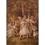 British School 19th Century- Fairies in a woodland glade,:- oil on board 40 x 29cm.