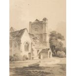 Paul Sandby Munn [1773-1845]- Leatherhead Church, Surrey,