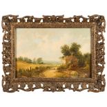 Attributed to Alfred Vickers [19th Century]- Extensive rural landscape, figures on a path,