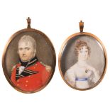 English School circa 1800- A miniature portrait of an army officer,