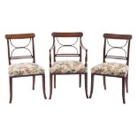 A set of six Regency mahogany dining chairs:,