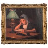 Carl Watzelhan [1867-1942]- Night-Time Reading; a young girl,