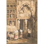 Circle of Samuel Prout [1783-1852]- Rouen Cathedral interior; Rouen Cathedral entrance:- two,