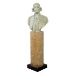 An early 19th century carved white marble bust of a French gentleman: unsigned,